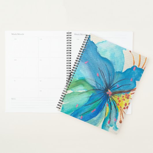 Blue Joy Abstrait Floral Planner (Devant avec enveloppe)