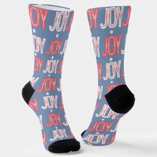 Blue Joy Christmas Sokken Rood en Wit Letters (Gebogen)