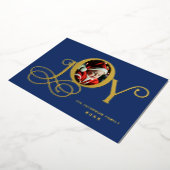 Blue Joy Photo Real Gold Foil Carte de vacances (Rotation)