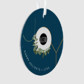 Blue JOY Wreath Happy Holidays Logo Promotionnel (devant)