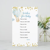 Blue Jungle Hot-air ballon Souhaits pour carte béb (Debout devant)