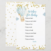 Blue Jungle Hot-air ballon Souhaits pour carte béb (Devant / Derrière)