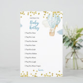 Blue Jungle Hot air Balloon Prières pour carte béb (Debout devant)