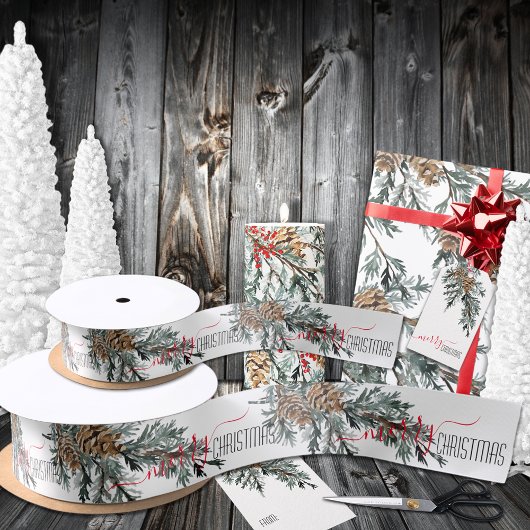 Blue Juniper Branch Boughs Cones Merry Kerstmis Lint