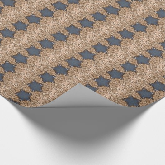 Blue Kaleidoscope Star Wicker Background Cadeaupapier (Hoek)