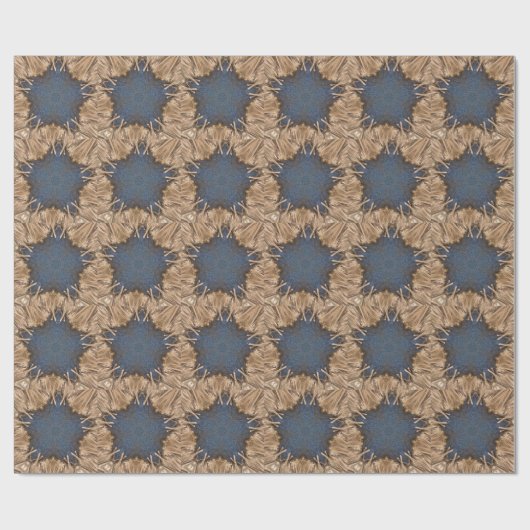 Blue Kaleidoscope Star Wicker Background Cadeaupapier (Vlak)