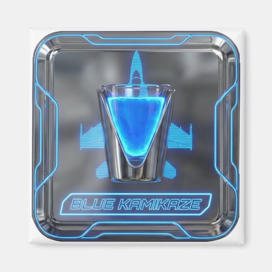 Blue Kamikaze Vodka Shot Magneet (Voorkant)