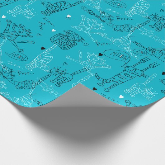 Blue Kat Kat Antics Cadeaupapier (Hoek)