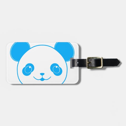 Blue Kawaii Panda Bear Bagagelabel (Voorkant horizontaal)