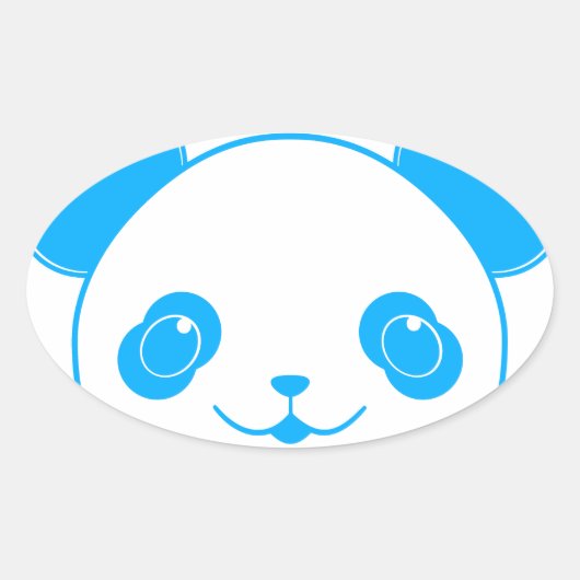 Blue Kawaii Panda Bear Ovale Sticker (Voorkant)