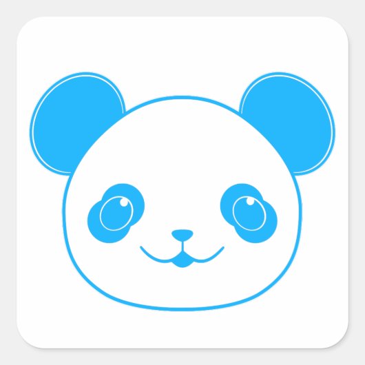 Blue Kawaii Panda Bear Vierkante Sticker (Voorkant)