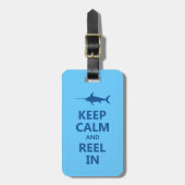Blue Keep Calm en Reel in Bagagelabel (Voorkant verticaal)