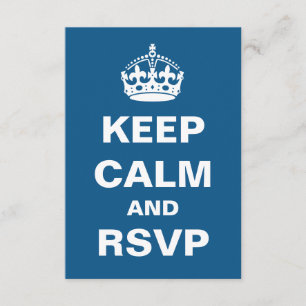 Blue Keep Calm Wedding RSVP