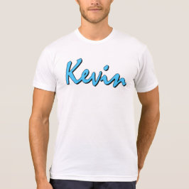Blue Kevin Logo op White T Shirt