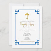 Blue Key Grieks orthodox Christening Boy Baptisme Kaart (Voorkant)