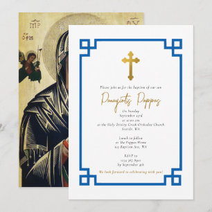 Blue Key Grieks orthodox Christening Boy Baptisme Kaart