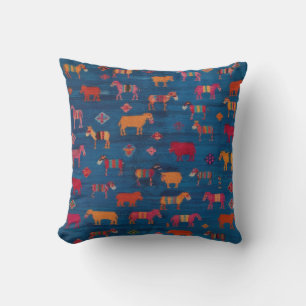  Blue Kilim Rug Kussens: Dieren Kussen