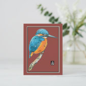 Blue Kingfisher Bird Briefkaart (Staand voorkant)