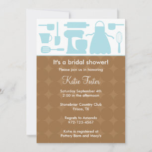 Blue Kitchen Bridal Shower-uitnodiging Kaart