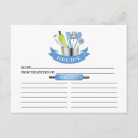 Blue Kitchen Tools Vrijgezellenfeest Recept Kaarte