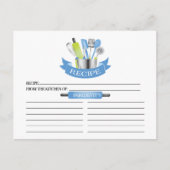 Blue Kitchen Tools Vrijgezellenfeest Recept Kaarte Briefkaart (Voorkant)