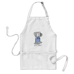 Blue Kitchen Utensil Caddy Rollenpinmonogram Standaard Schort
