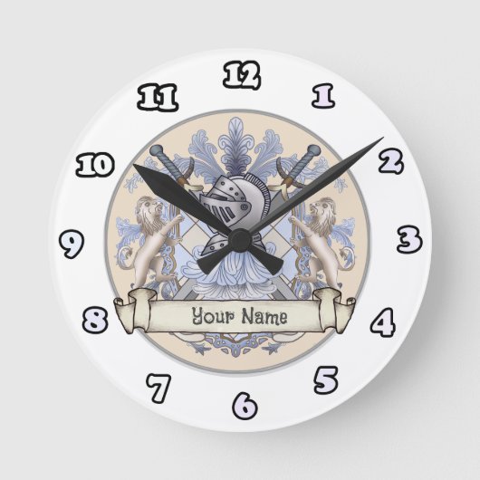 Blue Knight Family Crest Horloge du nom de famille (Recto)