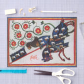 BLUE KNIGHT HORSEBACK MEDIEVAL MINIATURE MONOGRAM TISSUEPAPIER (Craft)