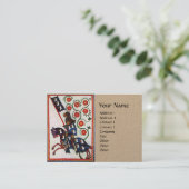 BLUE KNIGHT HORSEBACK Medieval Red Roses Kraft Visitekaartje (Staand voorkant)