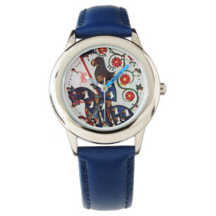 BLUE KNIGHT MEDIEVAL MINIATURE MONOGRAM HORLOGE