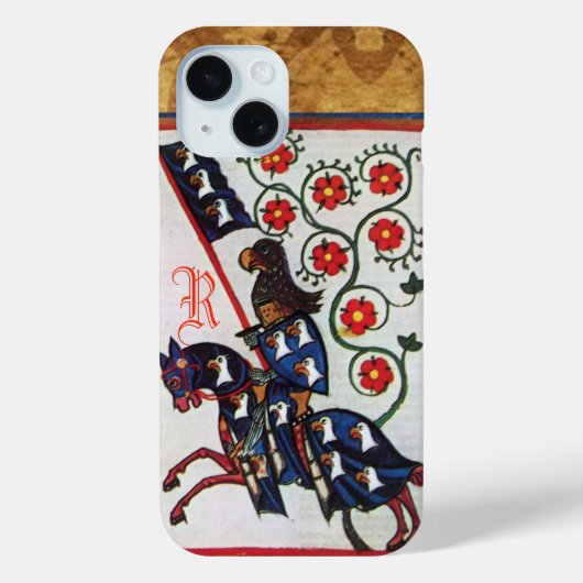 BLUE KNIGHT MEDIEVAL PARCHMENT MONOGRAM Case-Mate iPhone CASE (Achterkant)