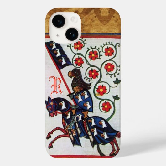 BLUE KNIGHT MEDIEVAL PARCHMENT MONOGRAM Case-Mate iPhone CASE (Achterkant)