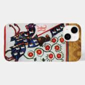 BLUE KNIGHT MEDIEVAL PARCHMENT MONOGRAM Case-Mate iPhone CASE (Achterkant (horizontaal))