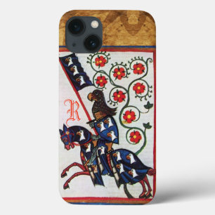 BLUE KNIGHT MEDIEVAL PARCHMENT MONOGRAM iPhone 13 HOESJE
