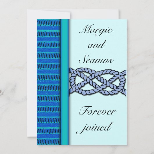 Blue Knoted Nautical Wedding Invitation Kaart (Voorkant)