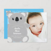 Blue Koala Beer Baby shower Briefkaart (Voorkant / Achterkant)
