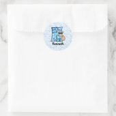 Blue Koala Monogram Letter K met naam Ronde Sticker (Tas)
