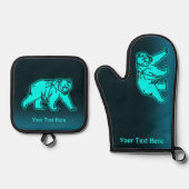 Blue Kodiak-Beer Ovenwant & Pannenlap Set (Voorkant)