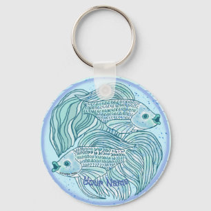 Blue Koi Fish Sleutelhanger