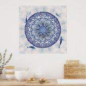 Blue Koi Lotus Mandala Poster (Keuken)
