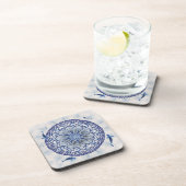 Blue Koi Lotus Mandala Square Cork Onderzetters (Rechterzijde)