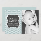 Blue  krijtbord Geboorteaankondiging Aankondiging (Voorkant / Achterkant)