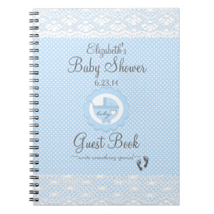 Blue Lace-Baby shower Guest Book Notitieboek