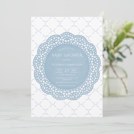 Blue Lace Baby shower Kaart (Staand voorkant)