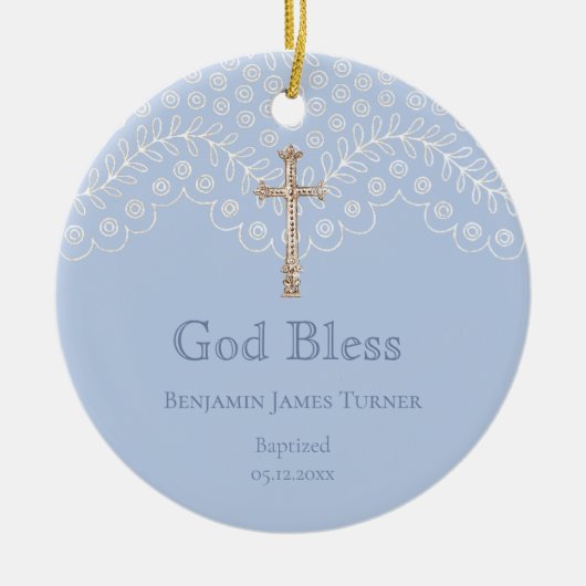 Blue Lace Baptism Keepomwille Ornament (Voorkant)