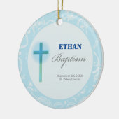 Blue Lace Boy Baptisme Keramisch Ornament (Links)