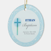 Blue Lace Boy Baptisme Keramisch Ornament (Links)