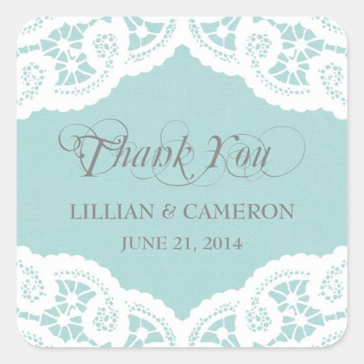 Blue Lace Doily dank u naam Stickers (Voorkant)