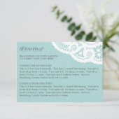 Blue Lace Doily Wedding Directions Behuizing Kaart (Staand voorkant)