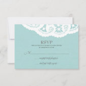 Blue Lace Doily Wedding RSVP (Devant)